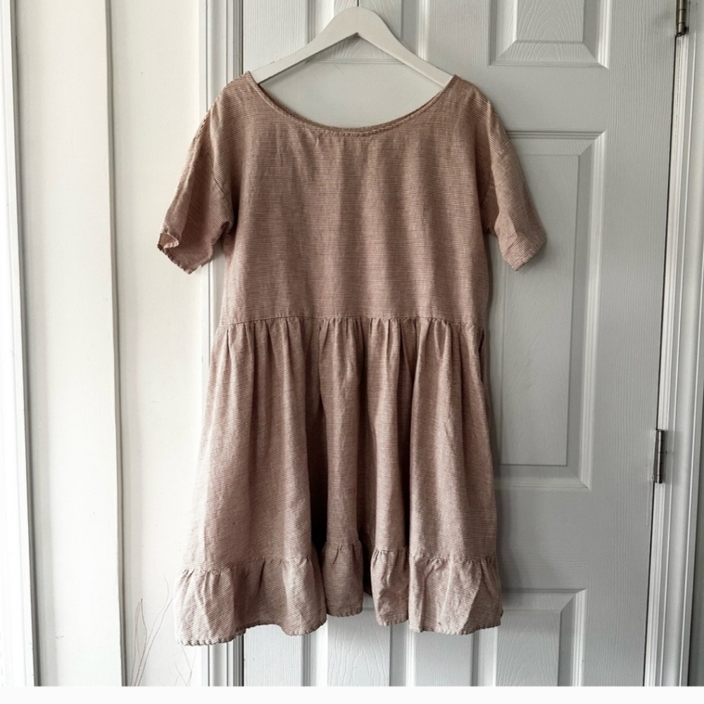 Hackwith Design House Brick Striped Gathered Dress Shorter Length No Size Listed